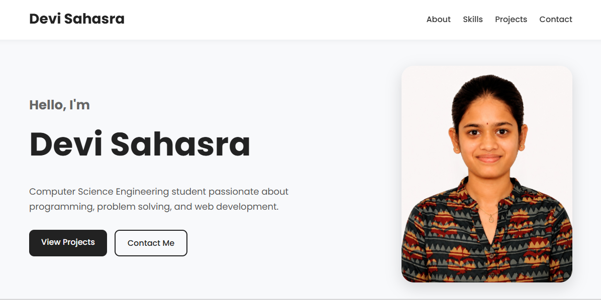 Devi Sahasra Creative E-Portfolio Website Preview
